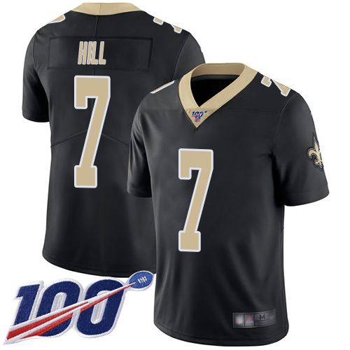Men New Orleans Saints Limited Black Taysom Hill Home Jersey NFL Football #7 100th Season Vapor Untouchable Jersey